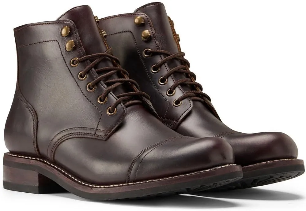 SUREWAY 6" Men's Lace-up Ankle Boots - Cap Toe, Captain Genuine Leather Lace up Chukka Boots for Men,Classic Comfort Oxford Style Footwear