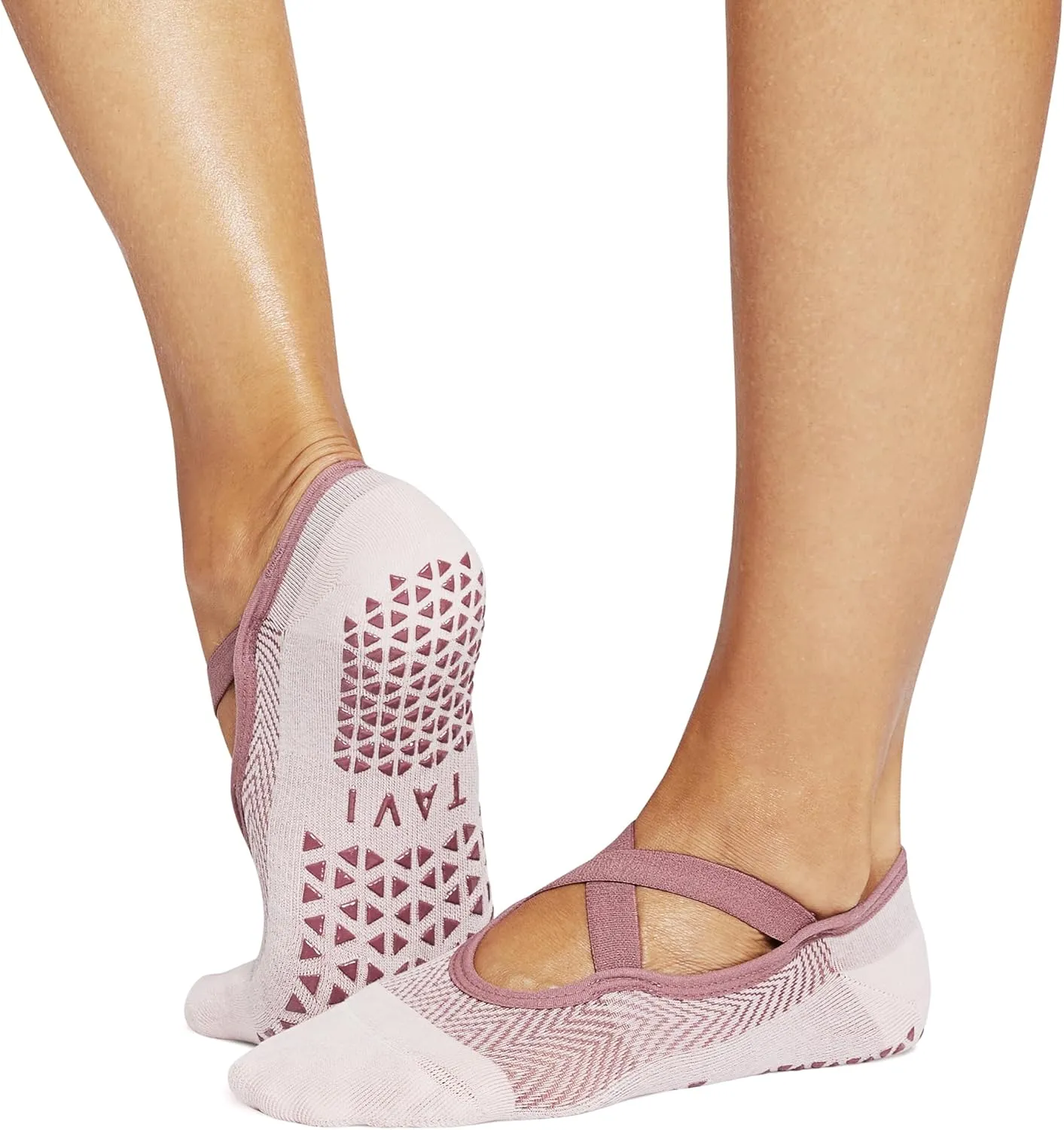TAVI NOIR Chloe Fashion Criss-Cross Grip Socks for Barre, Pilates and Yoga