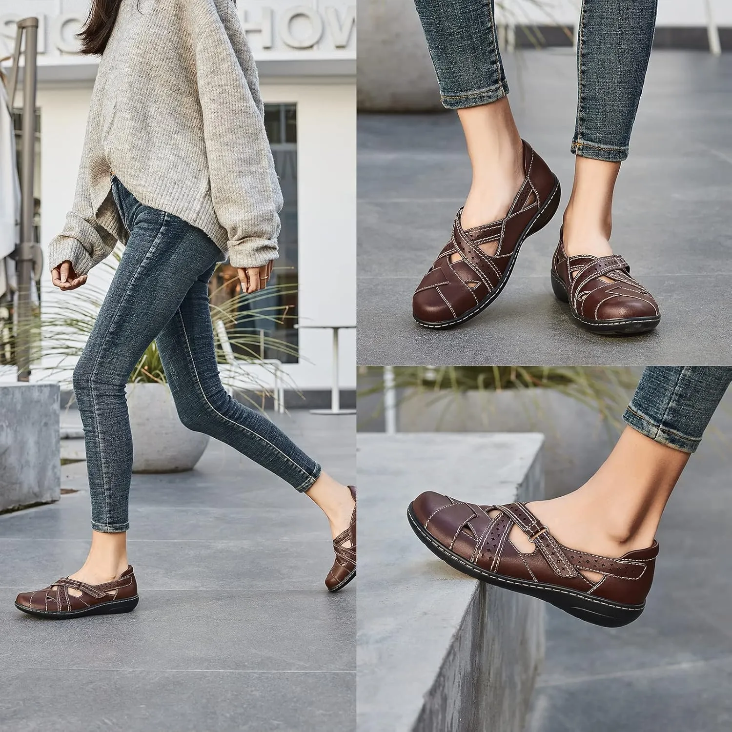 TERRIKAT Women's Casual Loafers Cute Slip On Comfort Walking Flats Leather Driving Moccasins Fashion Closed Toe Boat Shoes