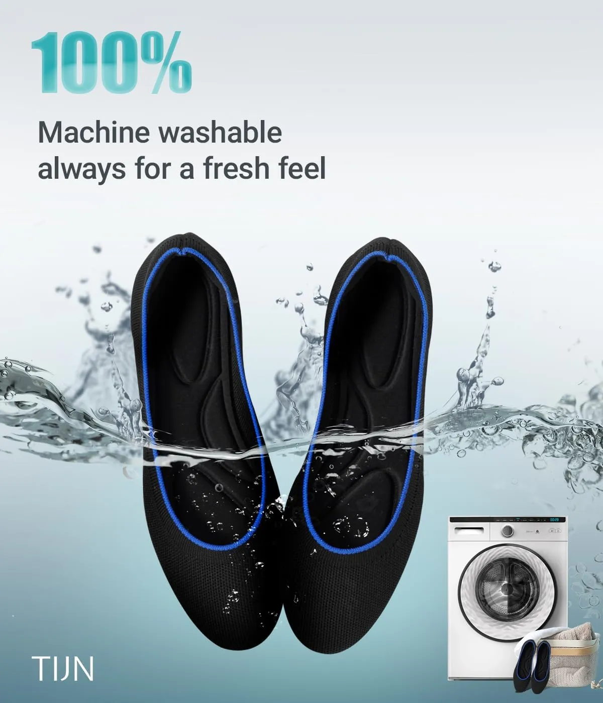 TIJN Women's Machine Washable Ballet Flats Shoes Comfortable Casual Slip on Flats Round-Toe Style(Celexa)