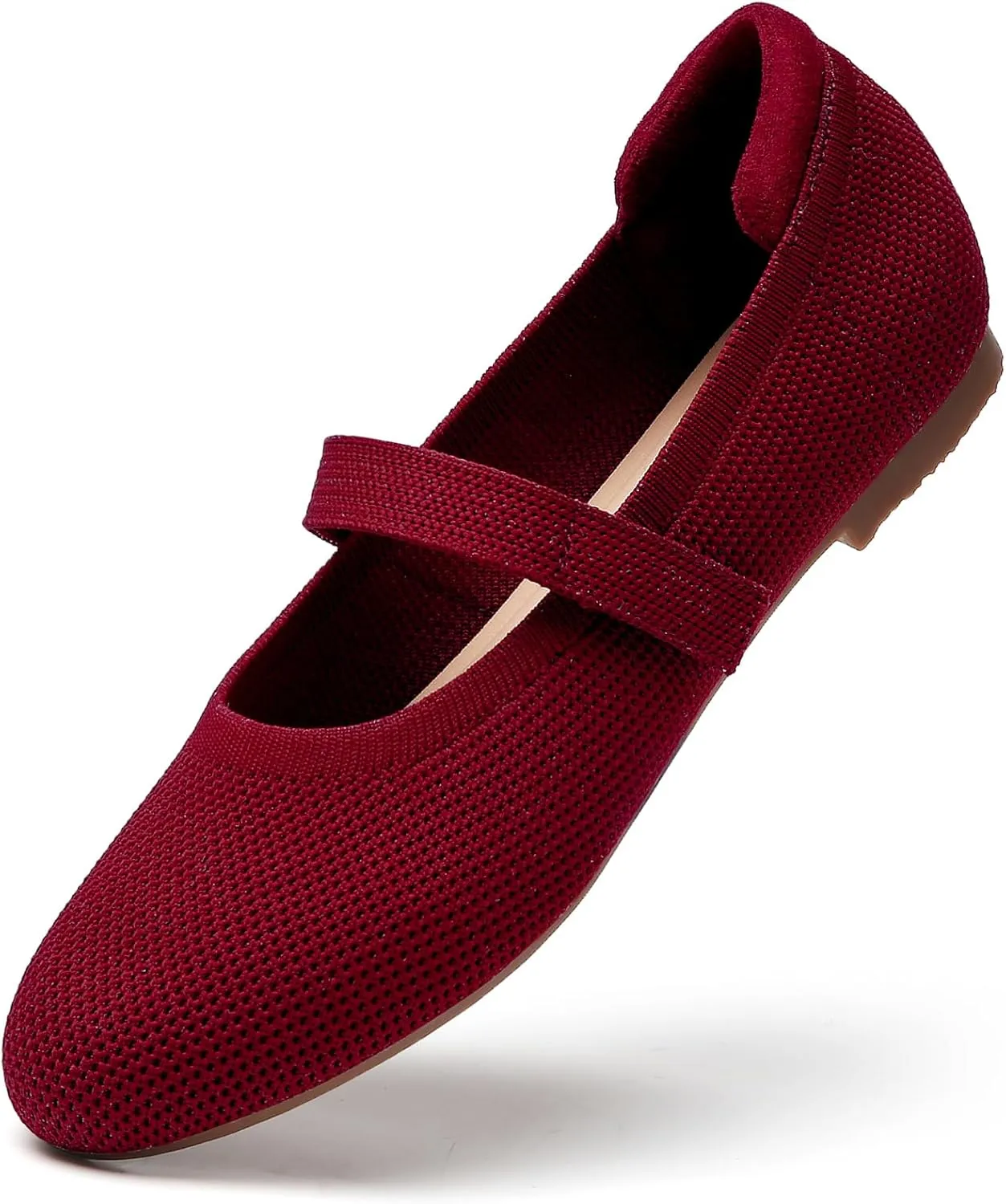 Tilocow Womens Ballet Flats Round Toe Knit Mary Jane Shoes Comfortable Dressy Flats for Women Casual Adjustable Strap Slip On Shoes