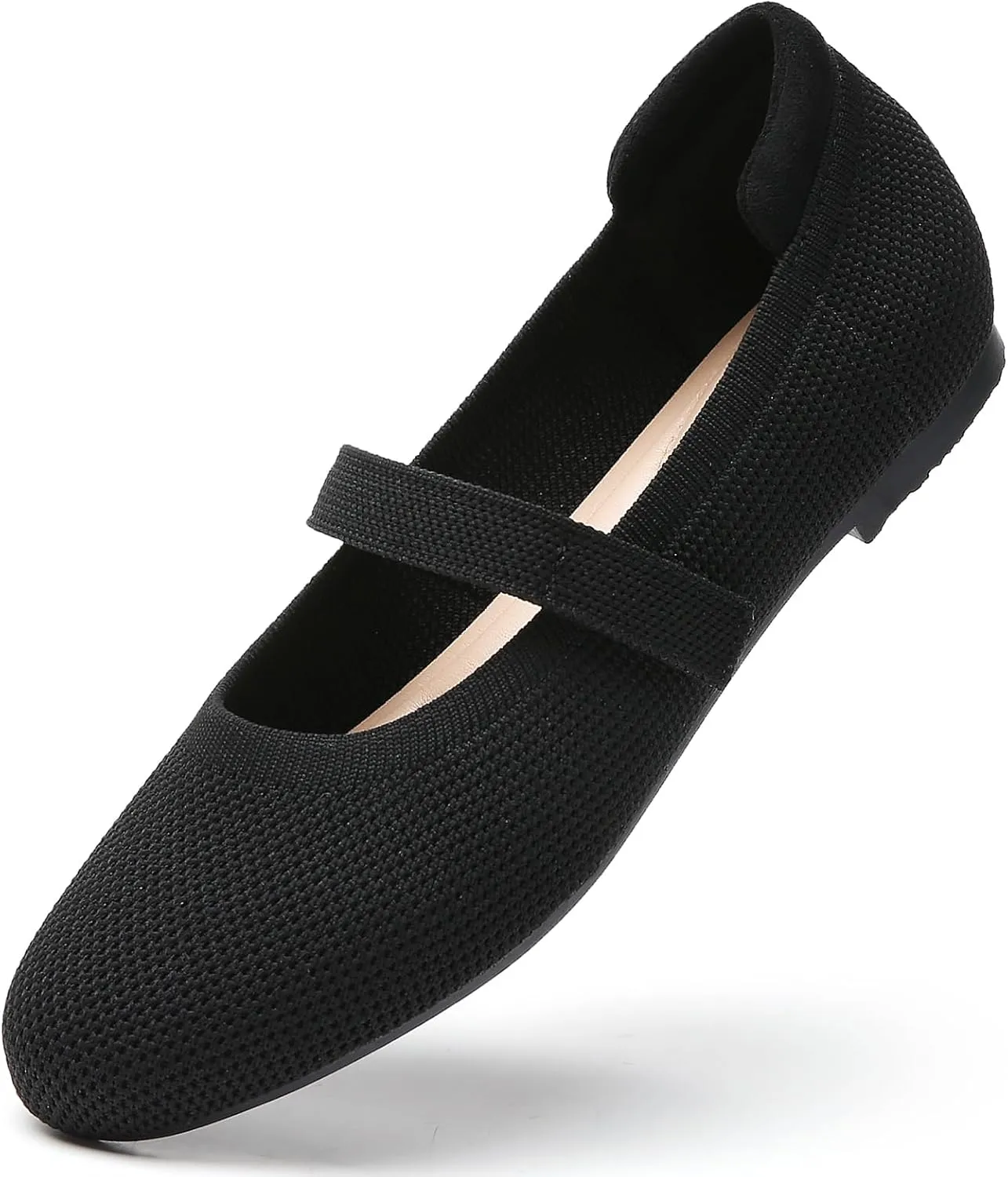 Tilocow Womens Ballet Flats Round Toe Knit Mary Jane Shoes Comfortable Dressy Flats for Women Casual Adjustable Strap Slip On Shoes