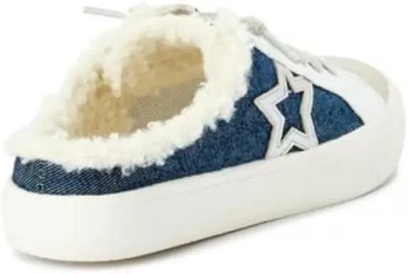 Time and Tru Women's Casual Sneaker Sherpa Mule Slip On Shoes