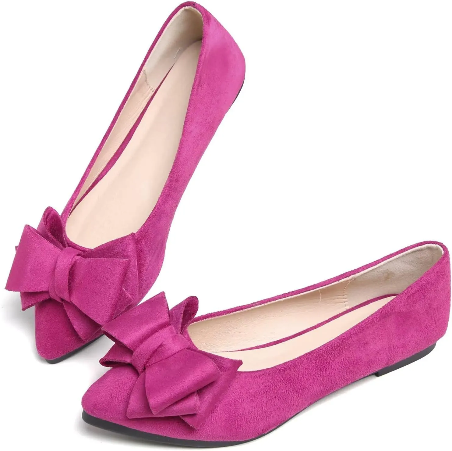 TN TANGNEST Women Cute Bowknot Flats Soft Slip On Flats Comfort Pointed Toe Casual Dress Flat Shoes