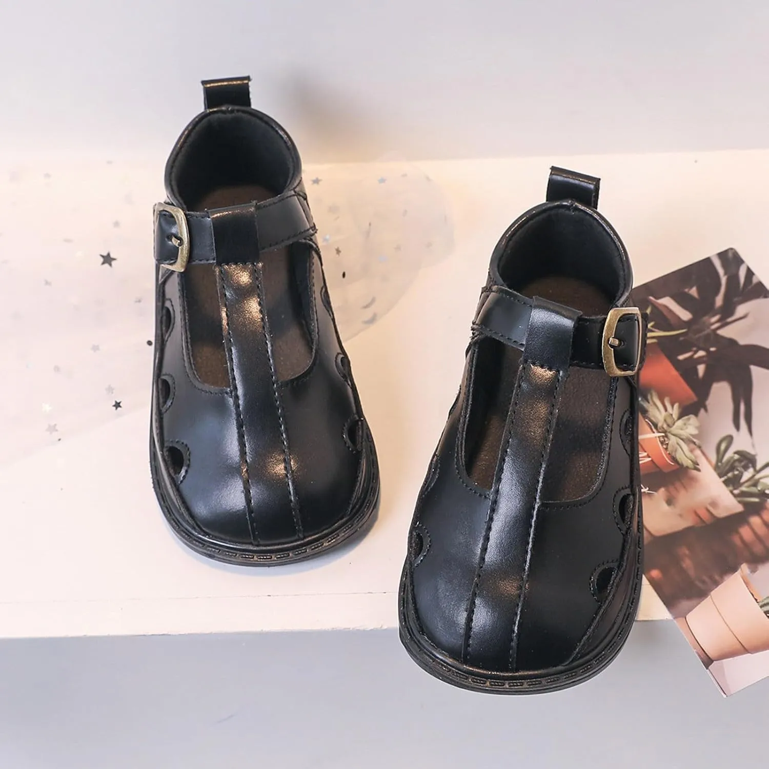 Toddler Girl Mary Jane Dress Shoes Ballet Flats for Girl Party School Shoes Hollowed Slip On Little Girl Shoes