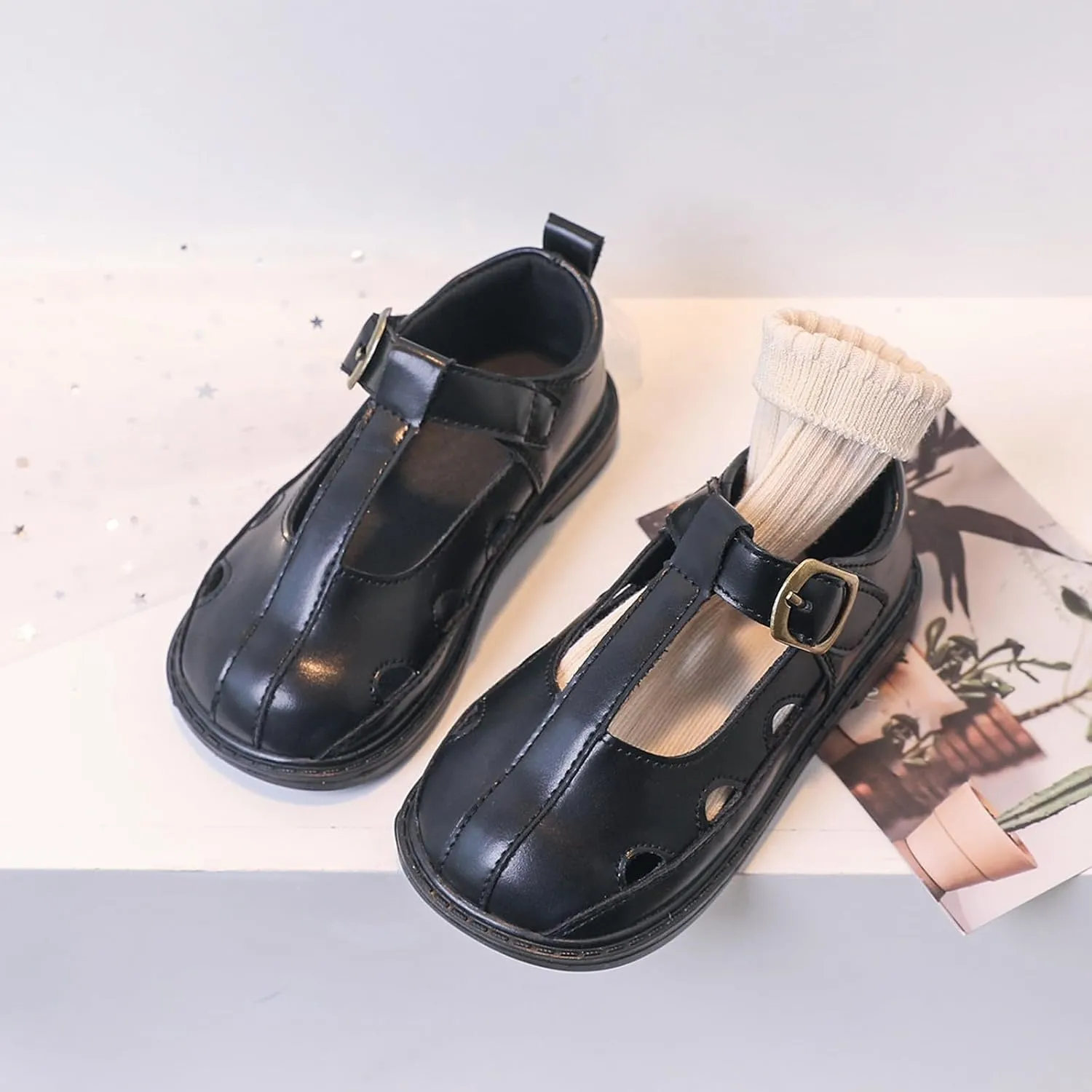 Toddler Girl Mary Jane Dress Shoes Ballet Flats for Girl Party School Shoes Hollowed Slip On Little Girl Shoes