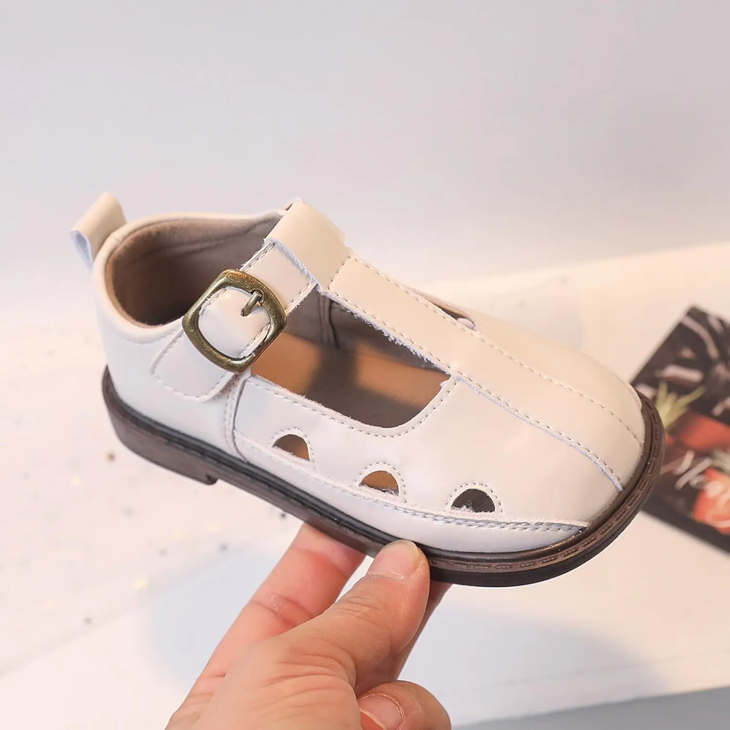 Toddler Girl Mary Jane Dress Shoes Hollowed Slip On Shoes School Oxfor𝐝 Flat𝐬 for Girl Part𝐲 Shoes Girl Cheer Sliders