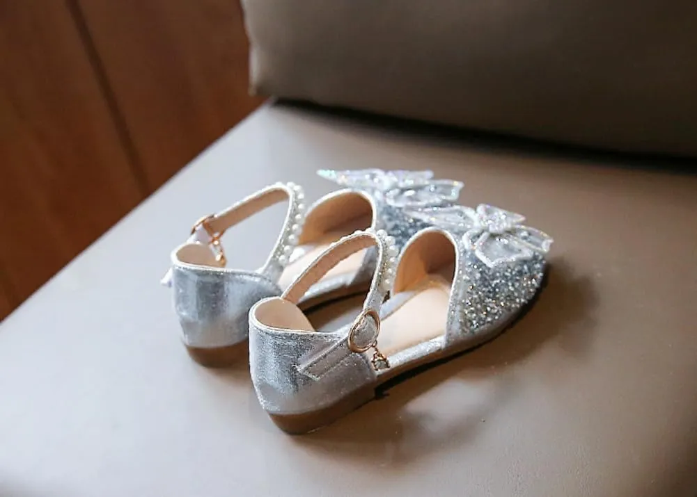 Toddler Girls Sparkle Princess Mary Jane Ballet Flats Glitter Bow Flower Girl Wedding School Party Shoes for Little Kids