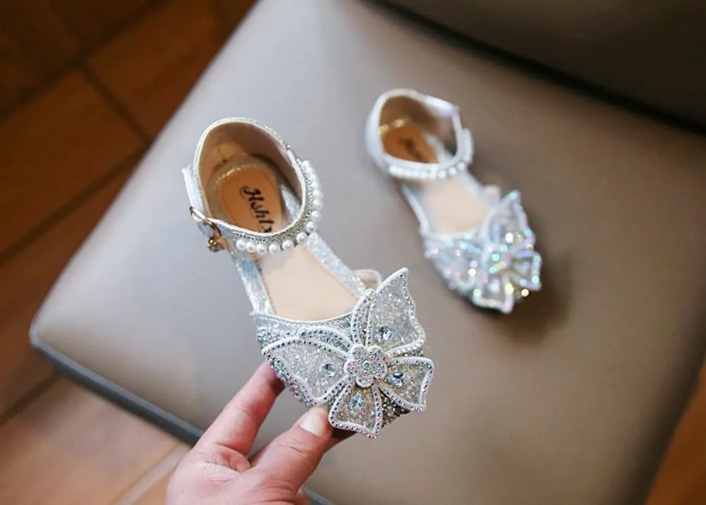 Toddler Girls Sparkle Princess Mary Jane Ballet Flats Glitter Bow Flower Girl Wedding School Party Shoes for Little Kids