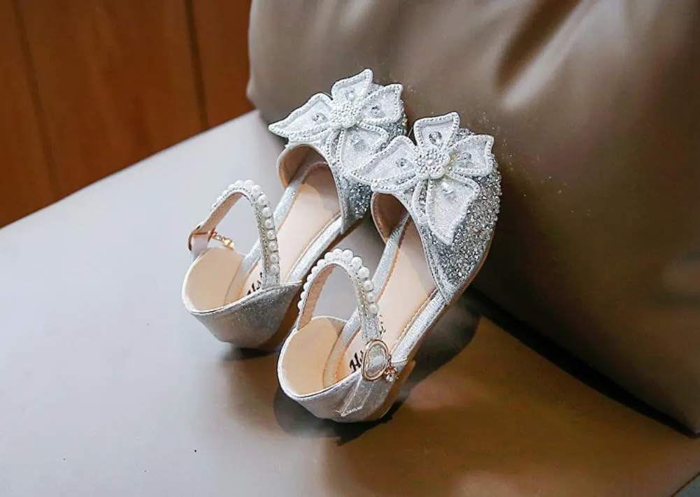 Toddler Girls Sparkle Princess Mary Jane Ballet Flats Glitter Bow Flower Girl Wedding School Party Shoes for Little Kids