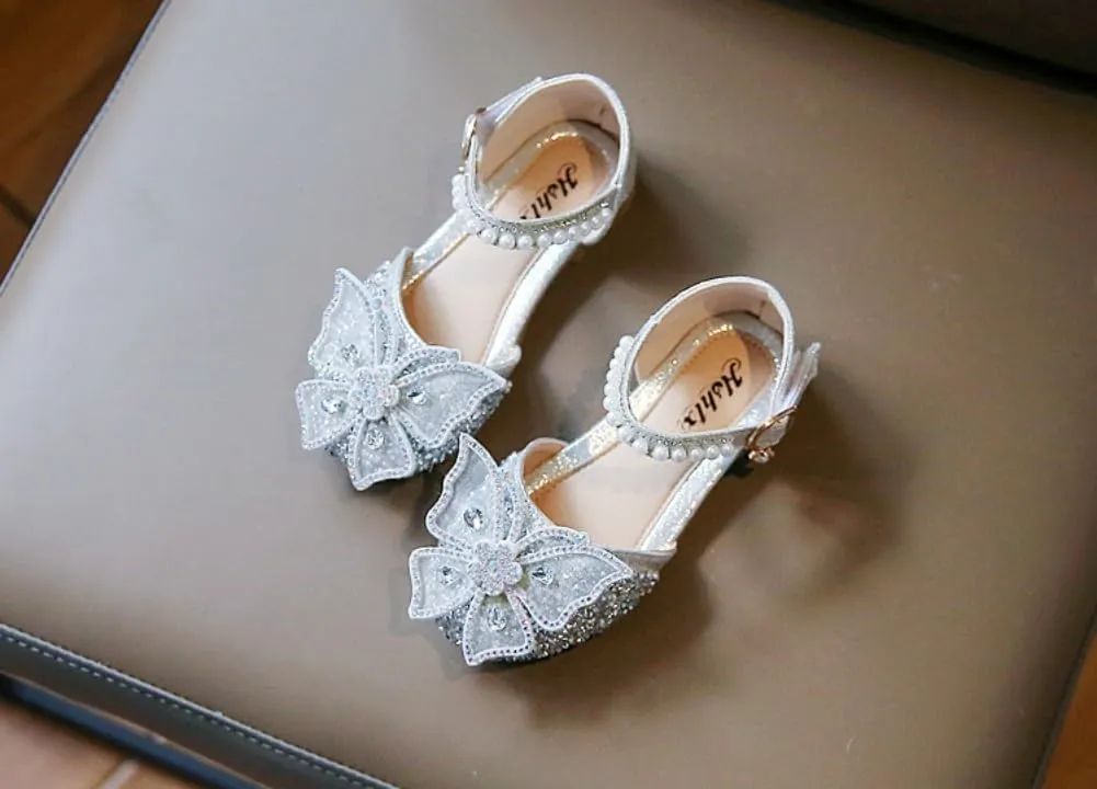 Toddler Girls Sparkle Princess Mary Jane Ballet Flats Glitter Bow Flower Girl Wedding School Party Shoes for Little Kids