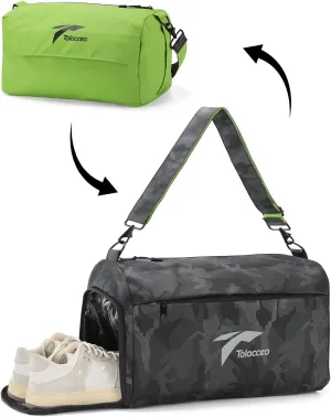 Tolaccea Gym Bag for Men Women, Large Sport Duffel Bag with Shoe Compartment Wet Compartment, Travel Duffel Bag Backpack, Weekend Bag Carry On Backpack for Gym, Travel, Fitness, Workout (Green, 25L)