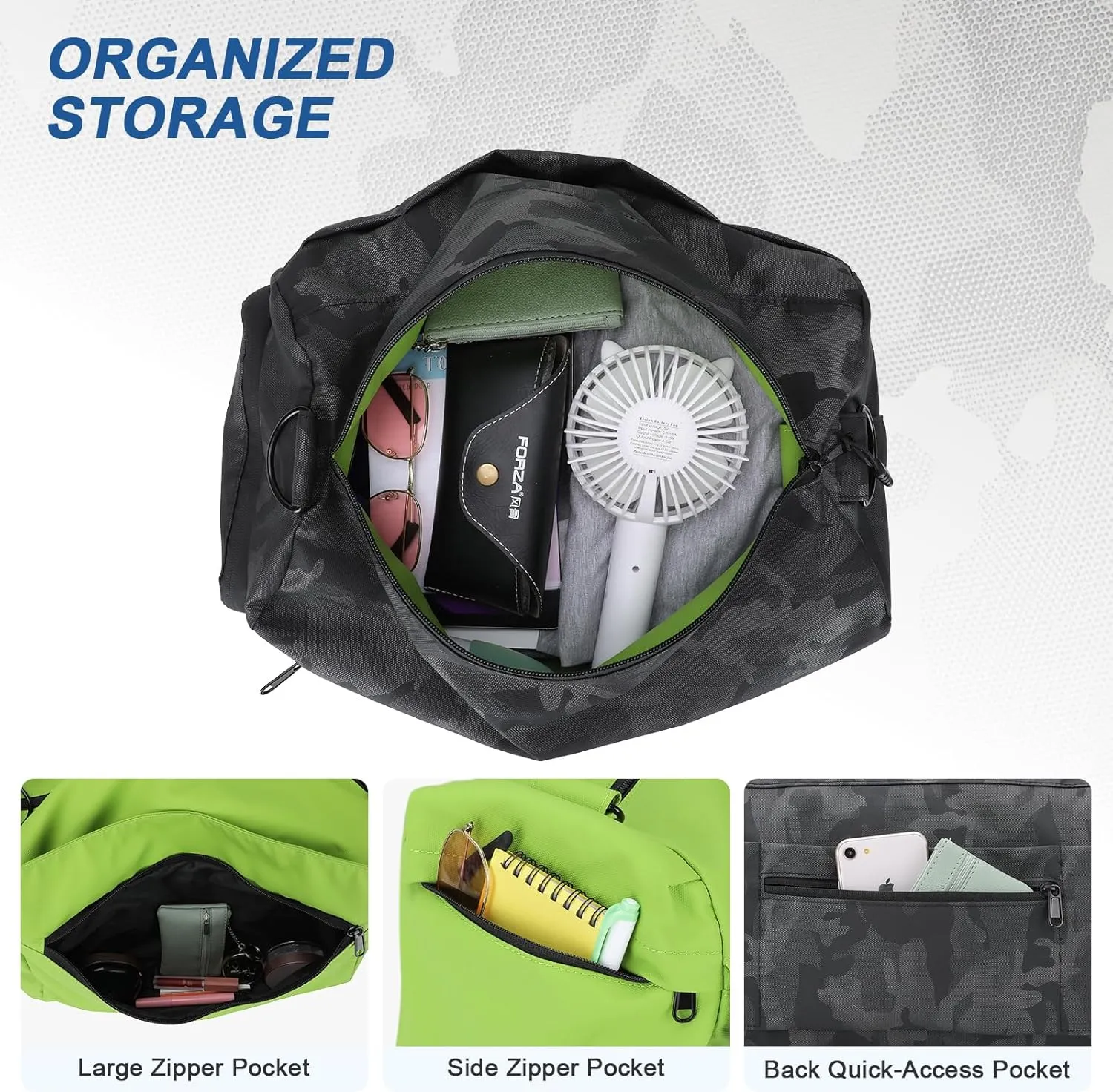 Tolaccea Gym Bag for Men Women, Large Sport Duffel Bag with Shoe Compartment Wet Compartment, Travel Duffel Bag Backpack, Weekend Bag Carry On Backpack for Gym, Travel, Fitness, Workout (Green, 25L)