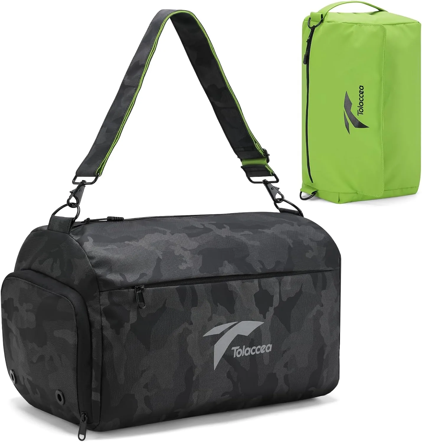 Tolaccea Gym Bag for Men Women, Large Sport Duffel Bag with Shoe Compartment Wet Compartment, Travel Duffel Bag Backpack, Weekend Bag Carry On Backpack for Gym, Travel, Fitness, Workout (Green, 25L)