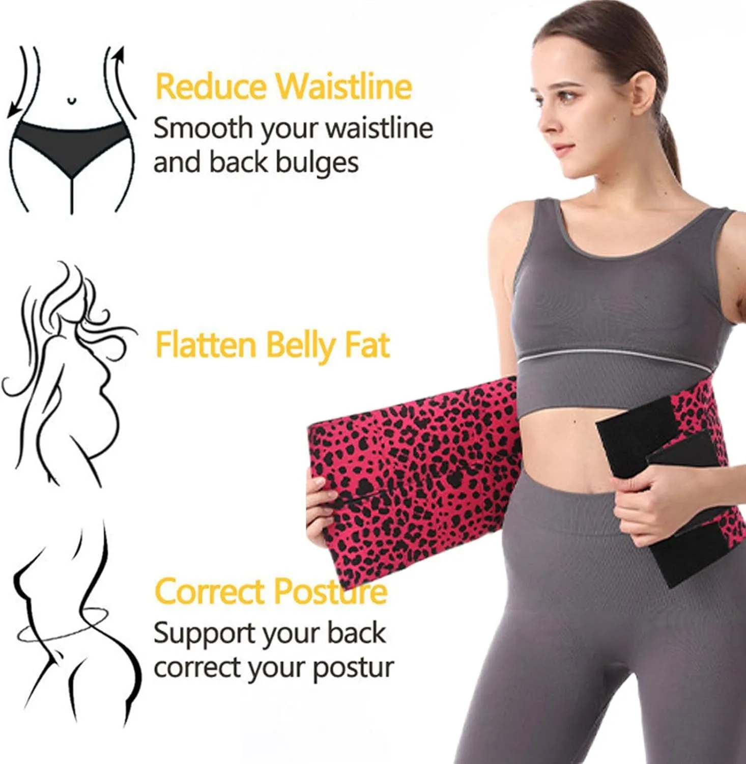 Transientm Belt Waist Cincher Ab Belt Tummy Control Body Shaper, Cinturilla Para Mujer, Waist Trainer with Triple Wrap Women