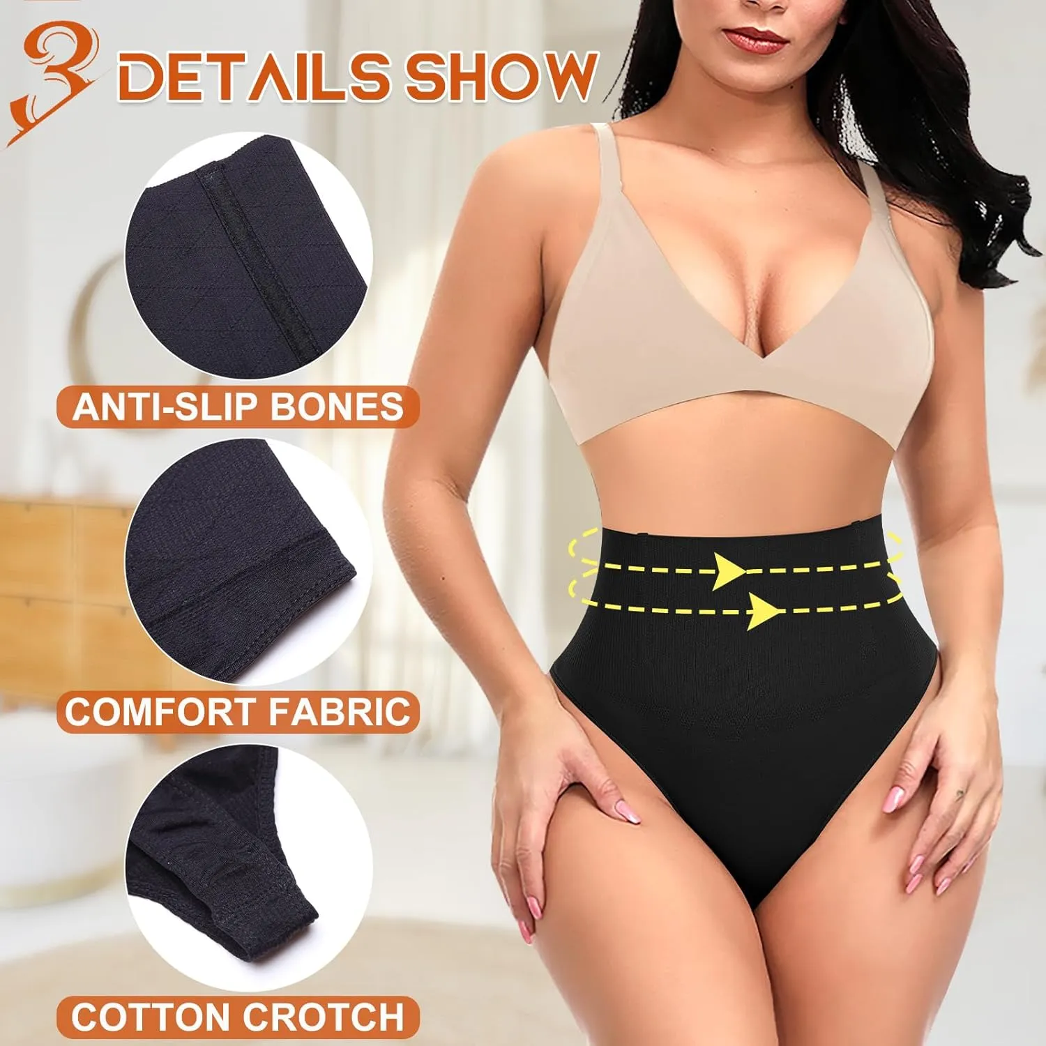 Tummy Control Thong Shapewear for Women High Waist Shaping Underwear Seamless Body Shaper Panties Girdle