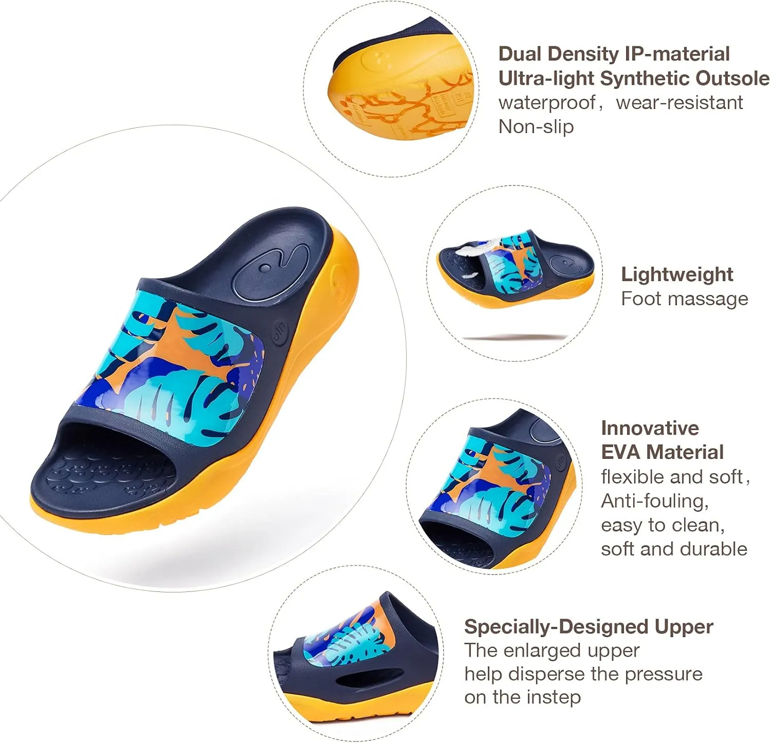UIN Men's Casual Sandals Comfort Slippers Soft Quick Drying Non-Slip for Beach, Outdoor & Indoor Summer Vibe