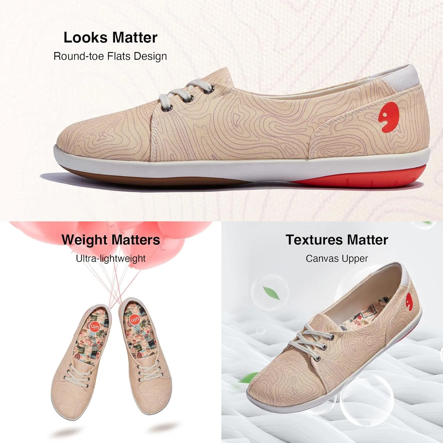 UIN Women's Ballet Flats Slip On Round Toe Casual Lightweight Comfortable Travel Shoes Illites Ⅱ