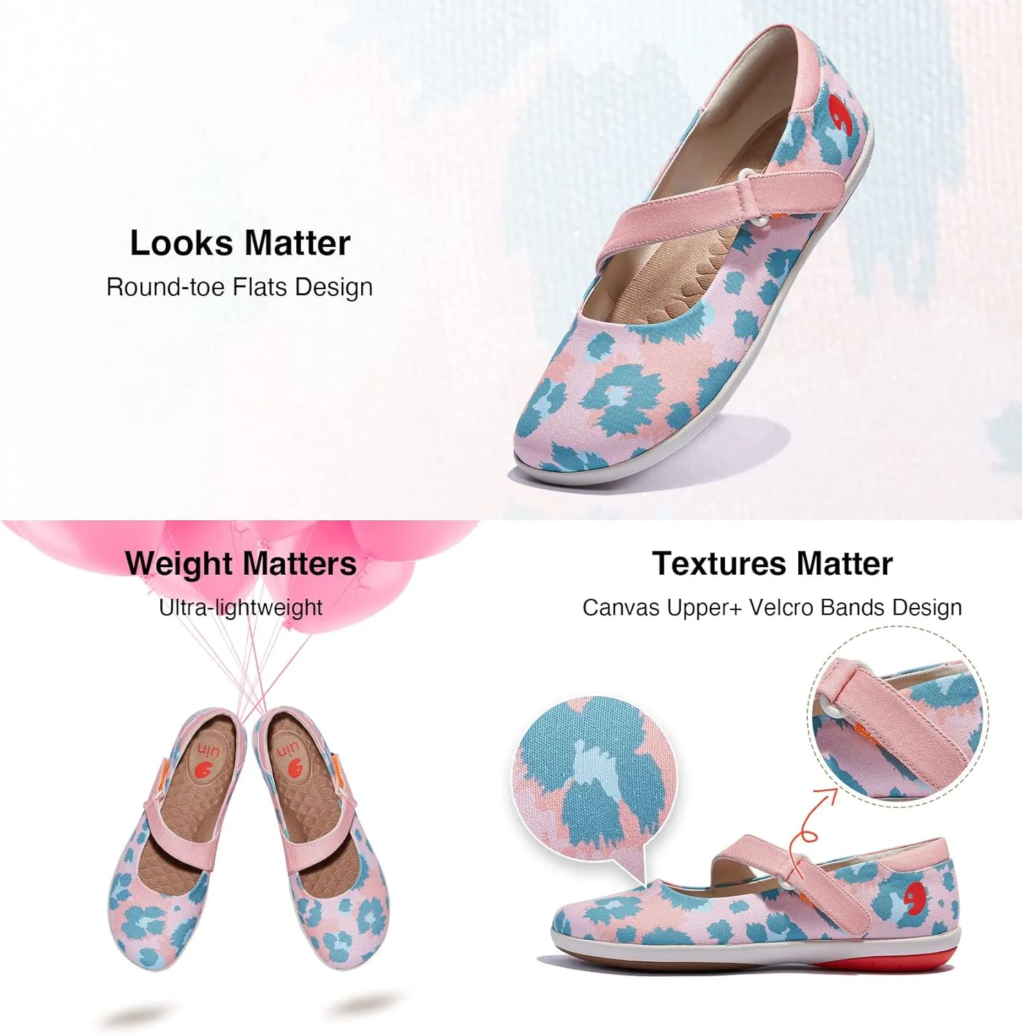 UIN Women's Mary Jane Flats Slip On Round Toe Casual Lightweight Comfortable Art Painted Travel Shoes Illites Ⅲ
