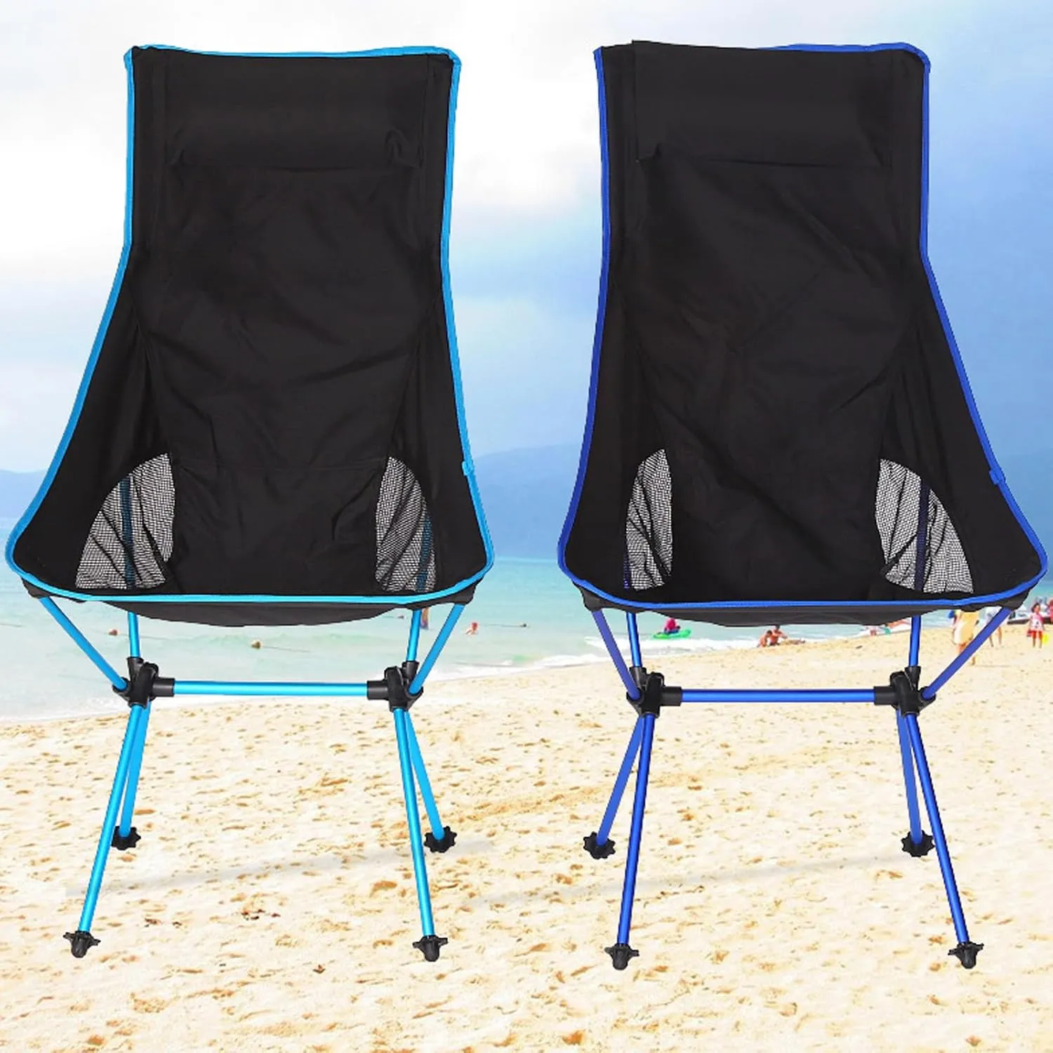 Ultralight Camping Chairs for Adults, High Back Folding Camp Chair with Carry Bag, Aluminum Alloy Frame, Portable Outdoor Folding Chairs for Hiking, Picnics, Beach,Orange