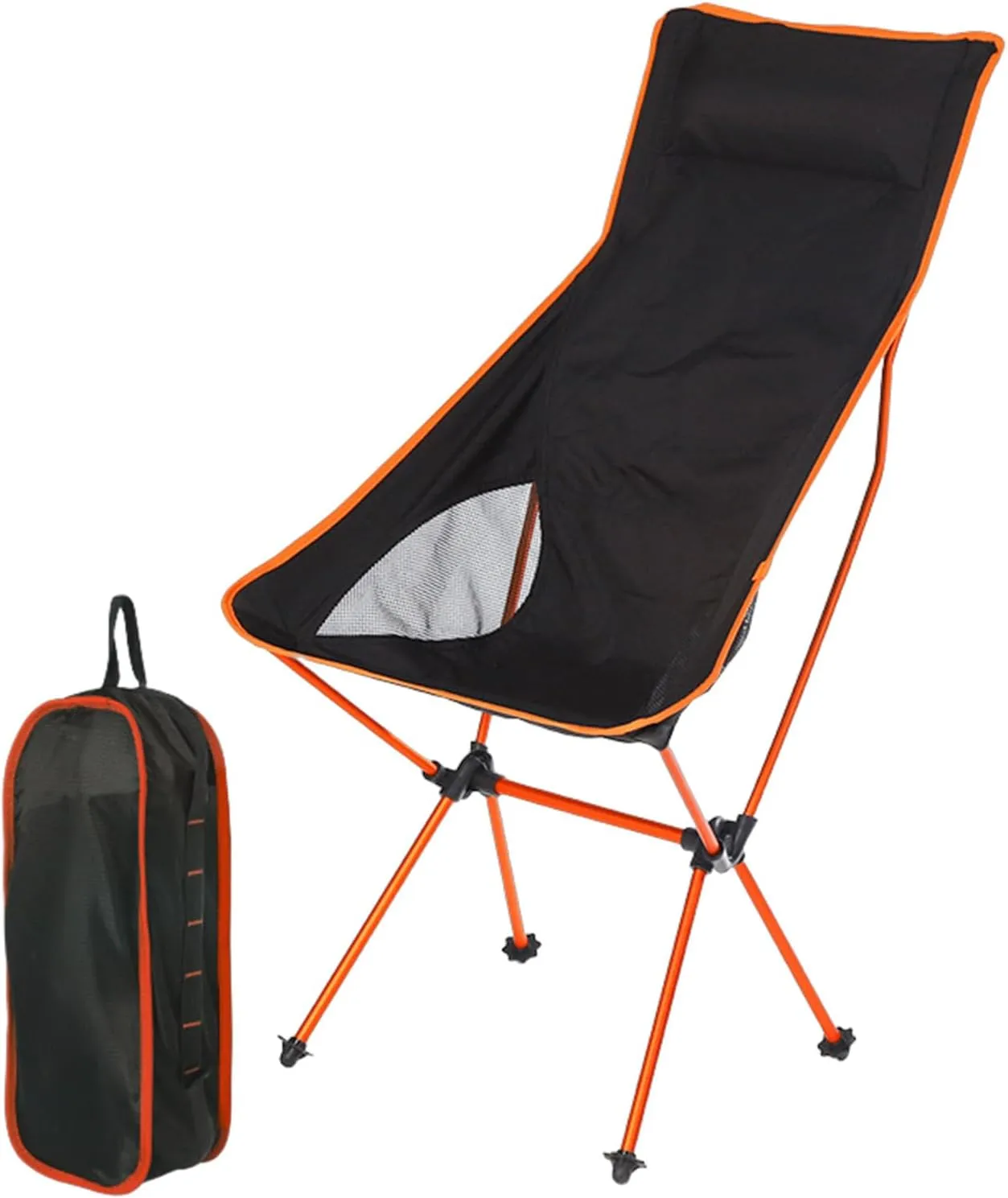 Ultralight Camping Chairs for Adults, High Back Folding Camp Chair with Carry Bag, Aluminum Alloy Frame, Portable Outdoor Folding Chairs for Hiking, Picnics, Beach,Orange
