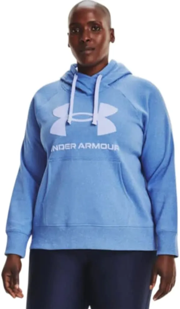 Under Armour Women's Plus Size Rival Fleece Logo Hoodie Speckled (as1, alpha, 1x, plus, regular, 1X)