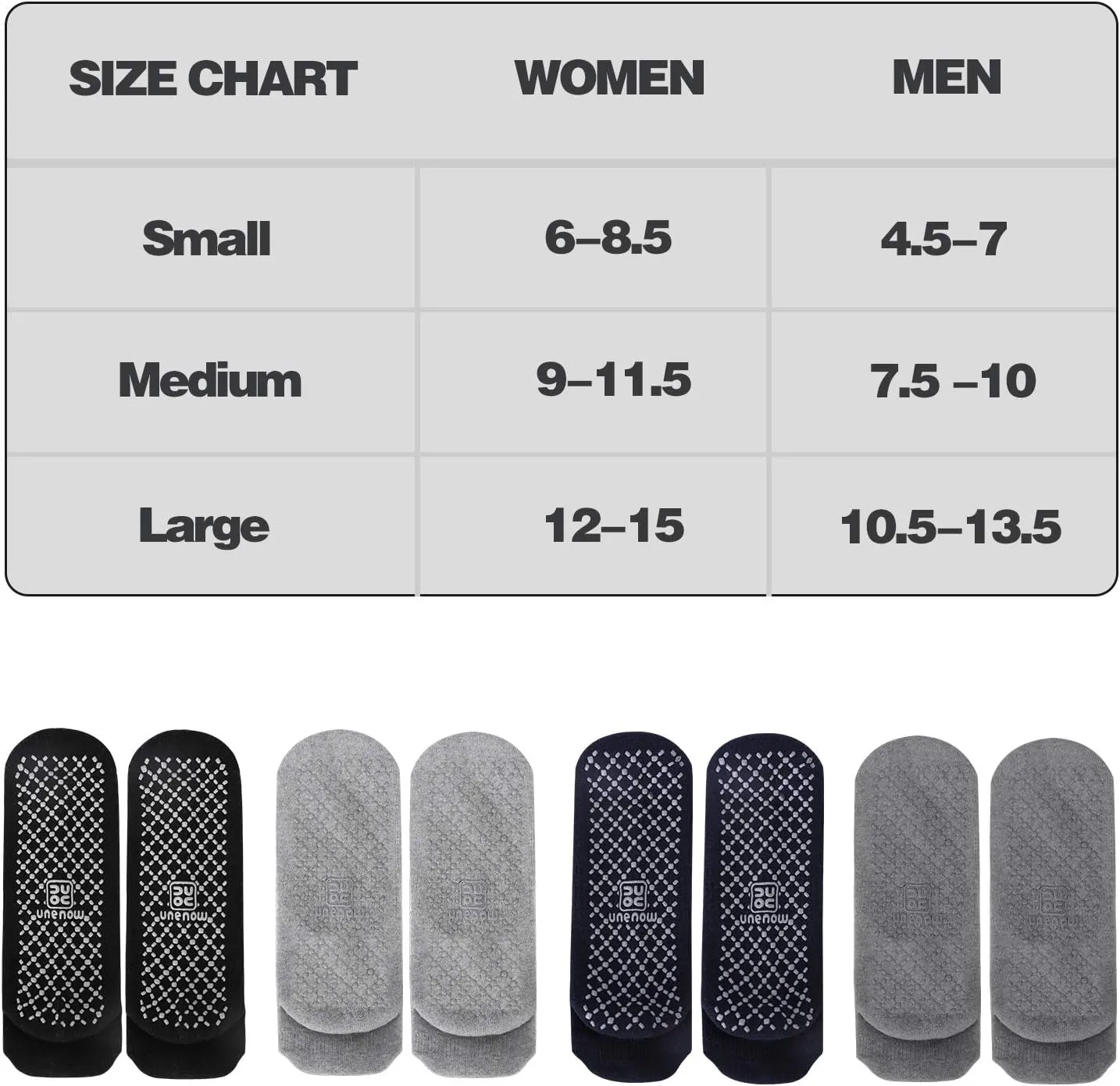 unenow Unisex Non Slip Grip Socks with Cushion for Yoga Pilates Barre Home & Hospital
