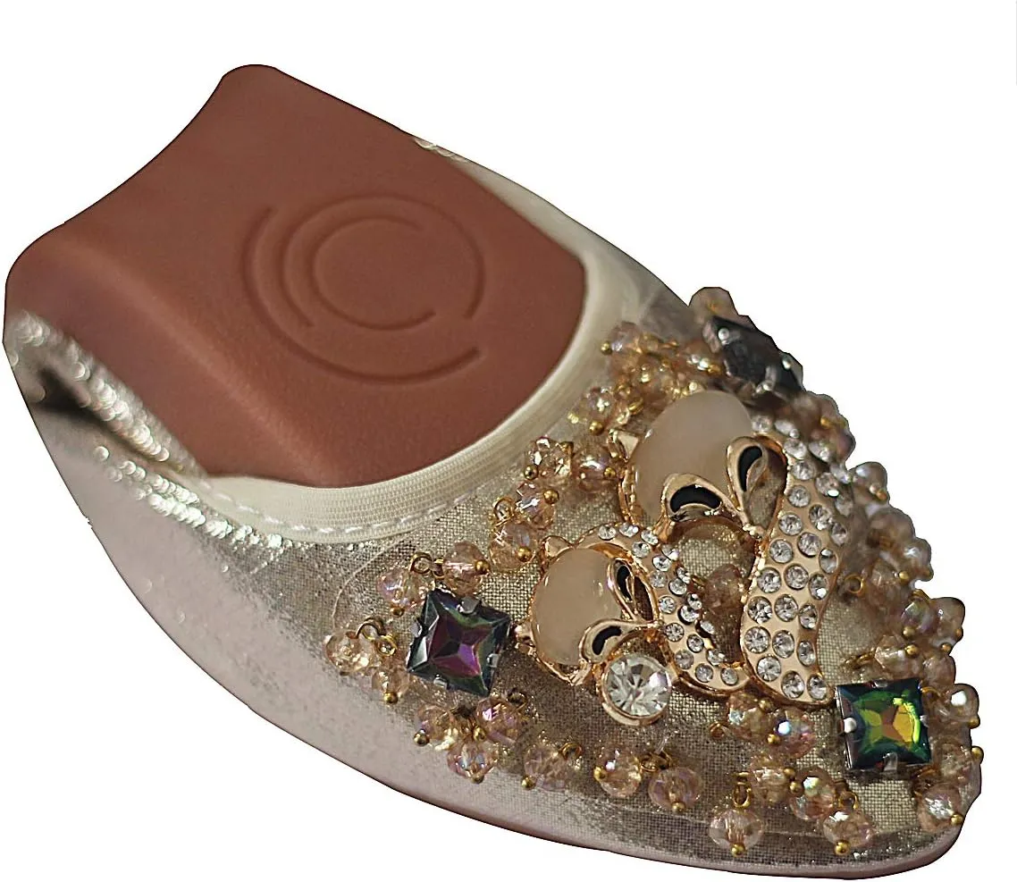 USANDY Women Ballet Flats Rhinestone Wedding Ballerina Shoes Foldable Sparkly Comfort Slip on Flat Shoes