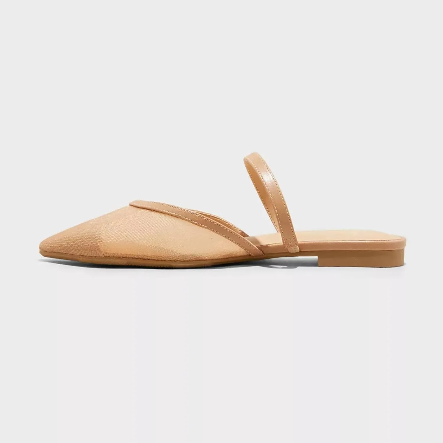 USIMAD Mesh Mule Flats for Women with Arch Support Pointed Toe Memory Foam Insole Casual Comfortable Shoes