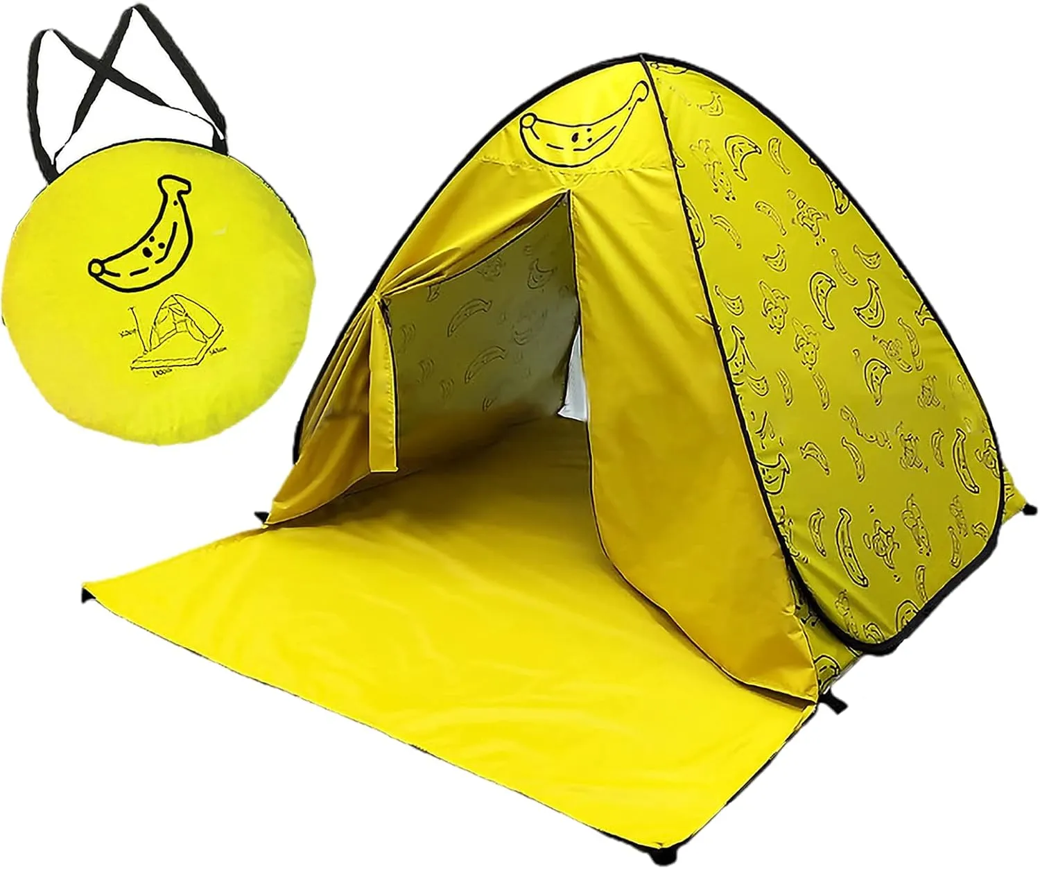 UV-Protection Pop-Up Beach Tent Portable Foldable Quick Set-Up Sun Shelter Cover with Zipper Door