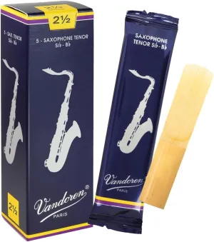 Vandoren SR2225 Tenor Sax Traditional Reeds Strength 2.5; Box of 5