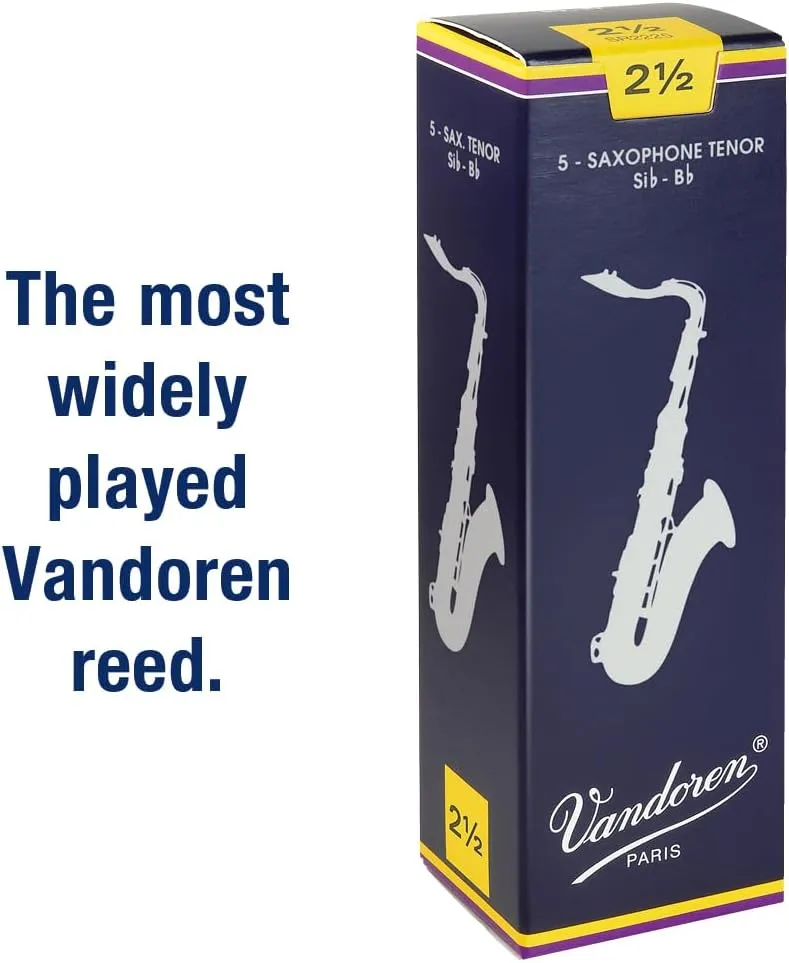 Vandoren SR2225 Tenor Sax Traditional Reeds Strength 2.5; Box of 5