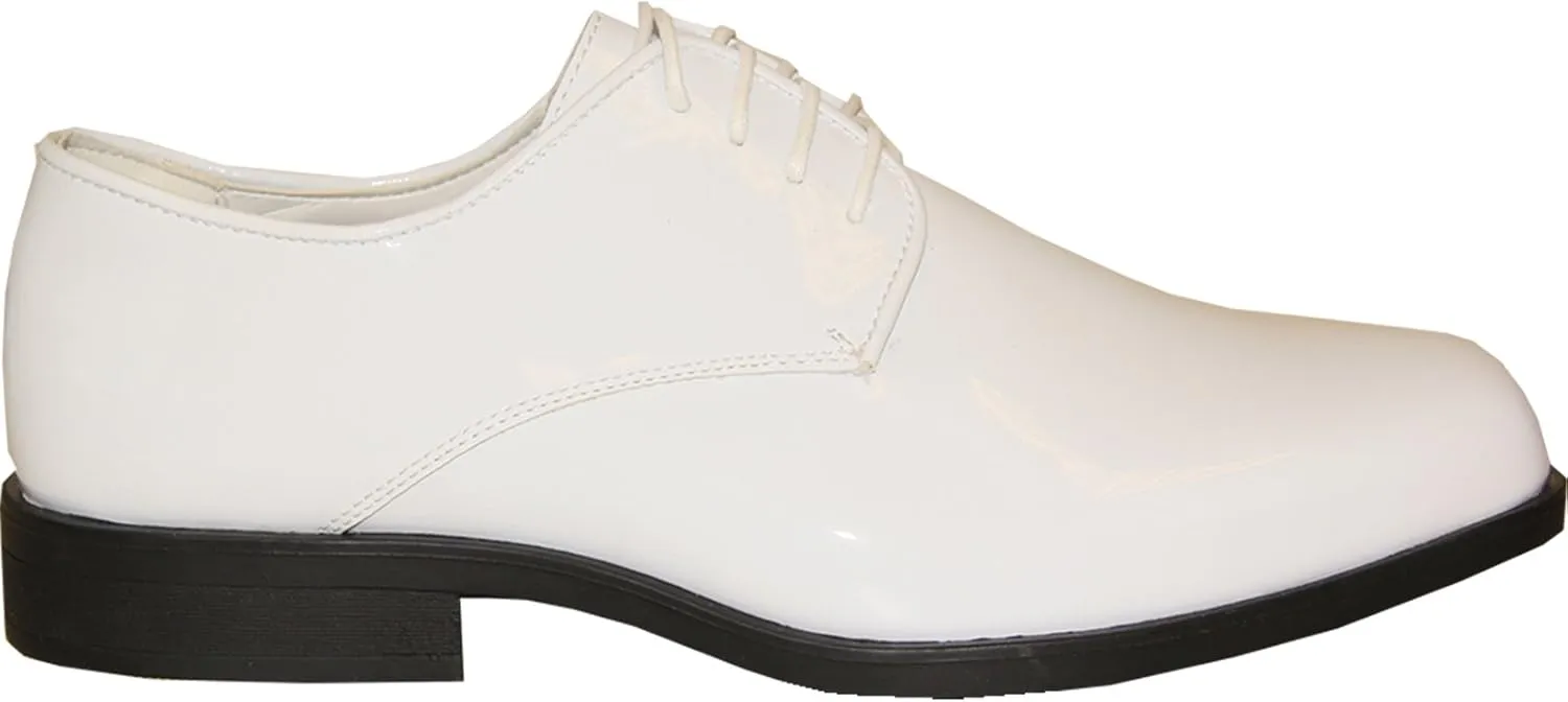 VANGELO Men's Tuxedo Shoes TUX-1 Wrinkle Free Dress Shoes Formal Oxford White Patent