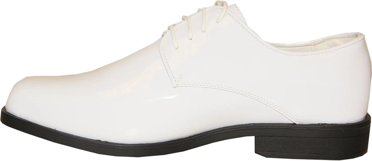 VANGELO Men's Tuxedo Shoes TUX-1 Wrinkle Free Dress Shoes Formal Oxford White Patent