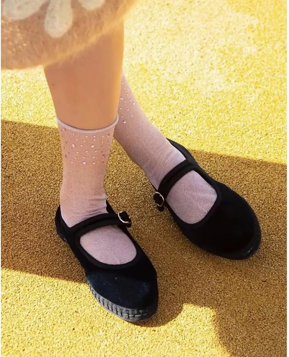 Velvet Mary Janes Women Red Ballet Flats Fall 2024 Y2k Shoes Burgundy Flat Shoes Suede Mary Jane Flats