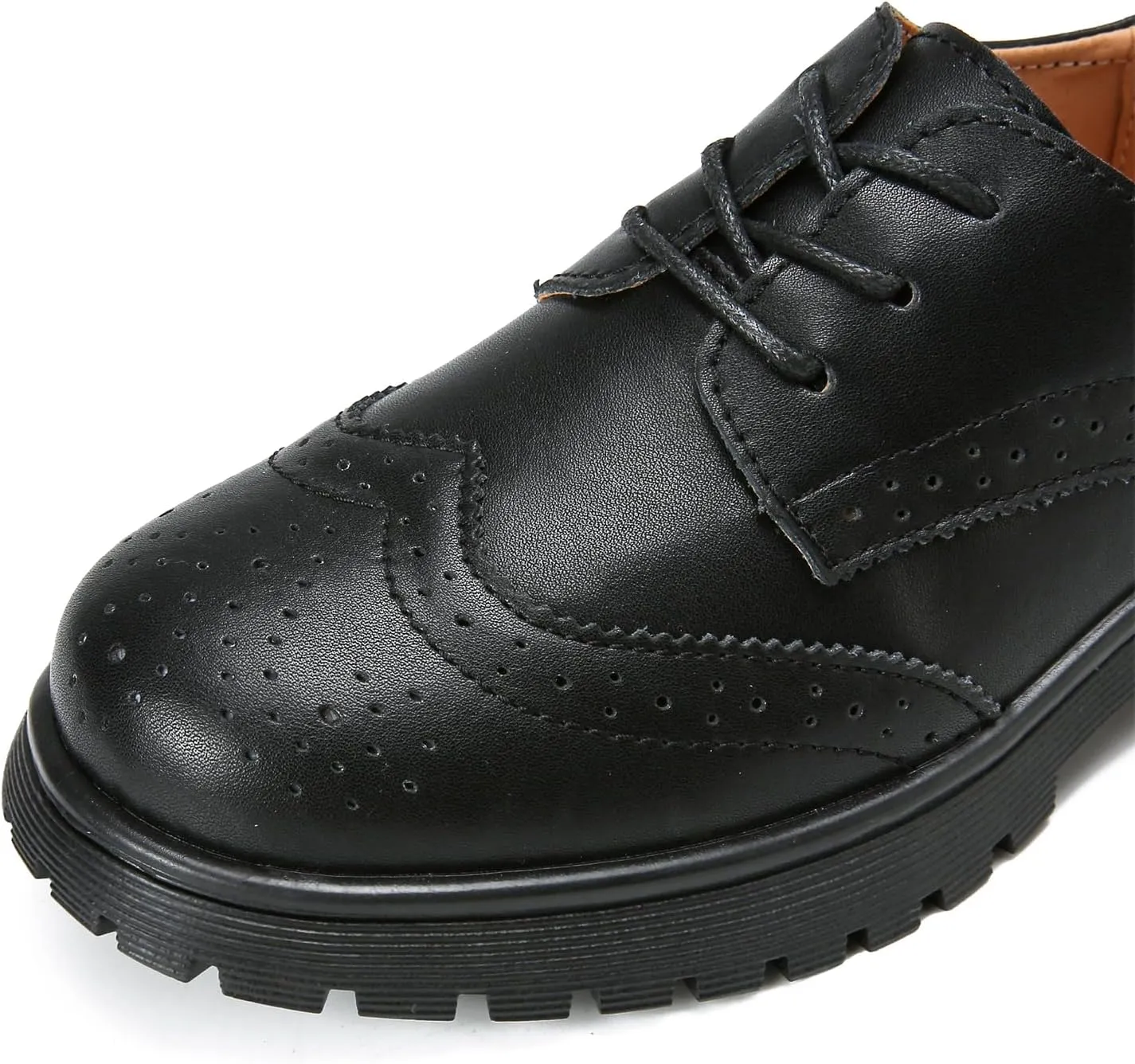Veroders Women's Wingtip Brogue Oxfords Dress Pumps Platform Lace-Up Round Toe Oxfords Chunky Pumps Business Classic Formal School