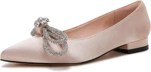 VETASTE Women's Ballet Flats Double Bow Pointed Toe Casual Comfortable Slip on Flat Ballerina Shoes