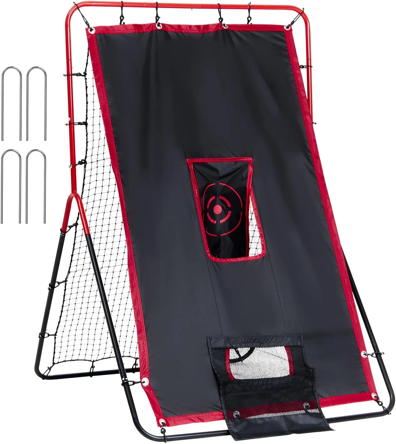 VEVOR Baseball and Softball Rebounder Net, PitchBack Baseball Pitching Net, Volleyball Pitch Return Trainer Rebound Net with Pitching Target, All Angle Fielding Rebound Net for Grounders Pop Flies