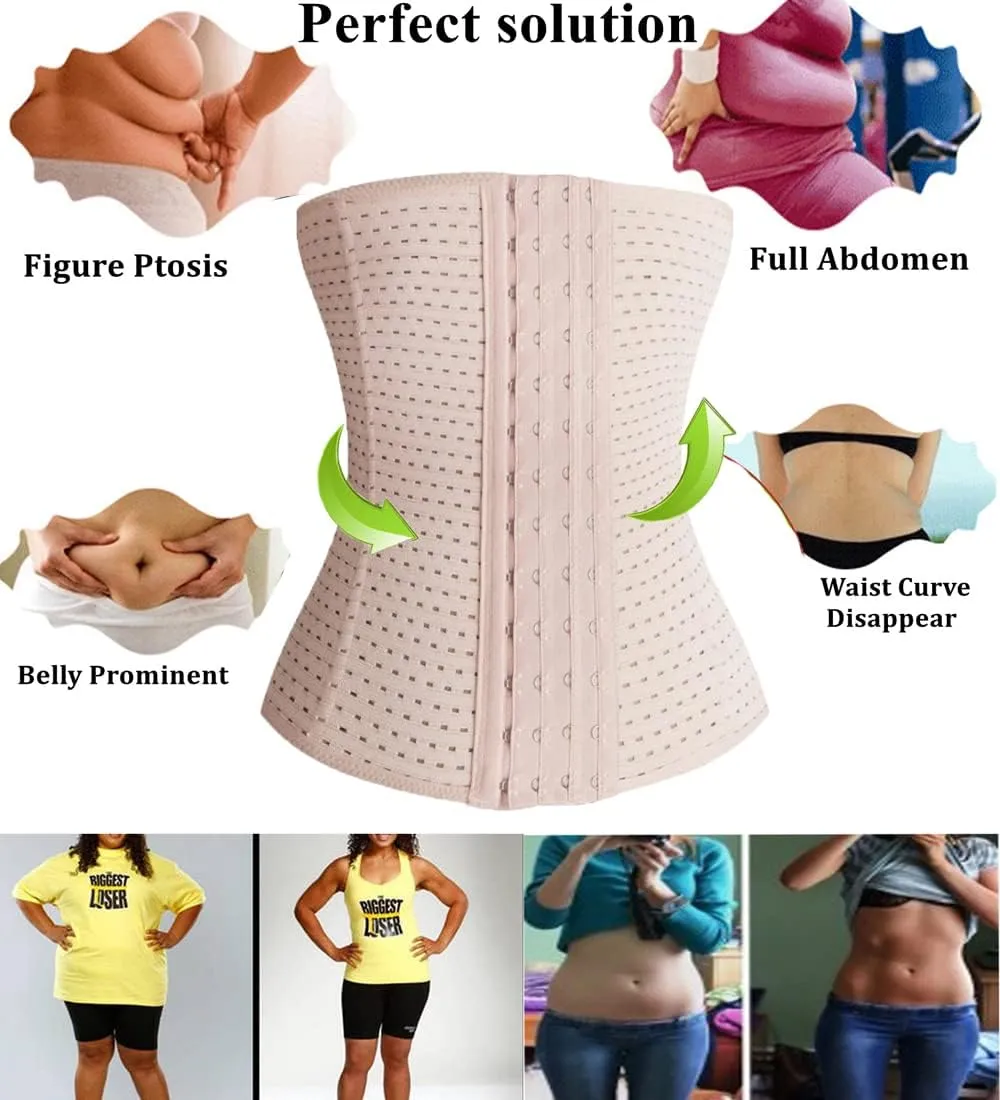 Waist Trainer Cincher Body Shaper Sport Workout For Hourglass 6 Pcs Steel Bone Higher Compression