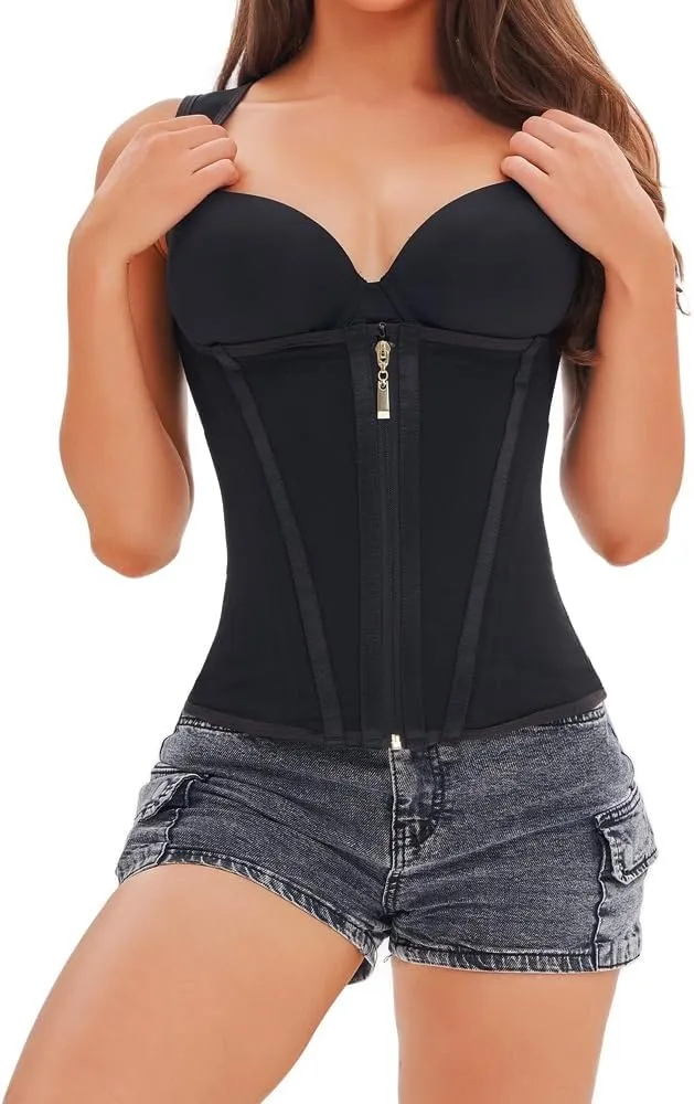 Waist Trainer for Women Workout Tummy Control Body Shaper Steel Boned Underbust Corset Vest