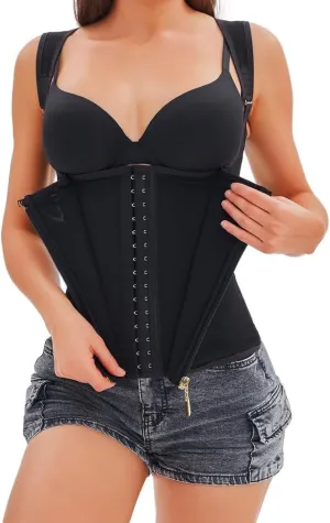 Waist Trainer for Women Workout Tummy Control Body Shaper Steel Boned Underbust Corset Vest