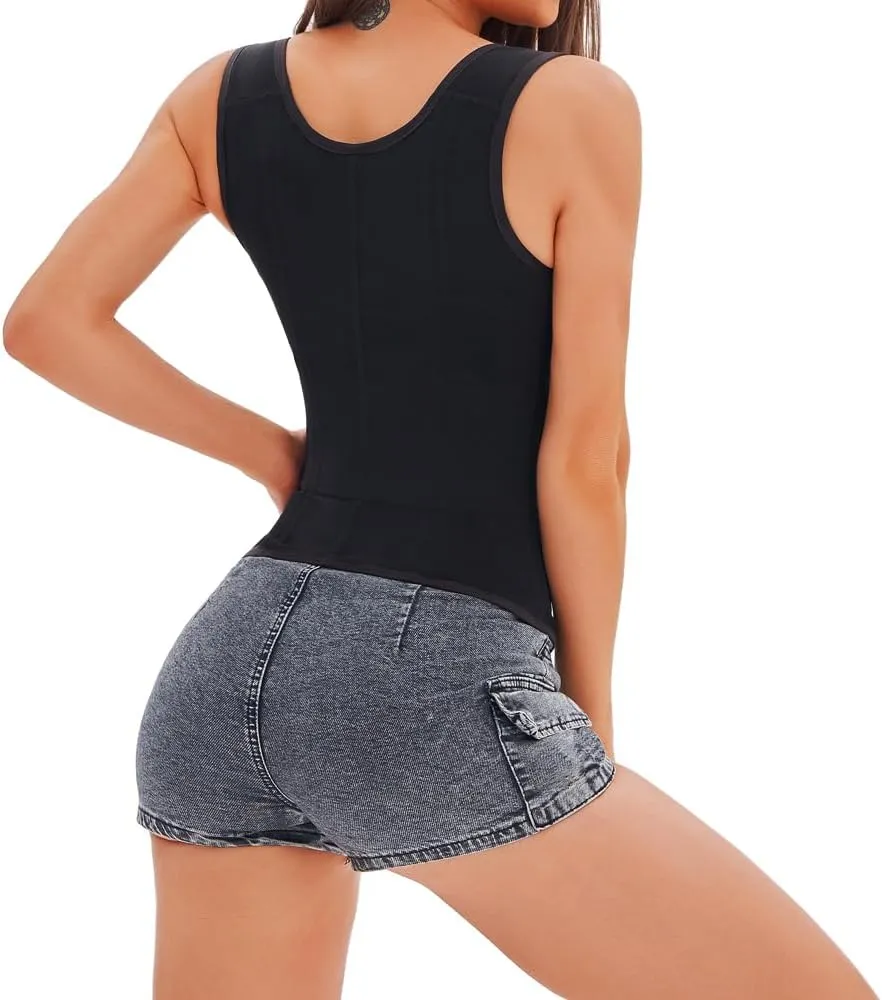 Waist Trainer for Women Workout Tummy Control Body Shaper Steel Boned Underbust Corset Vest