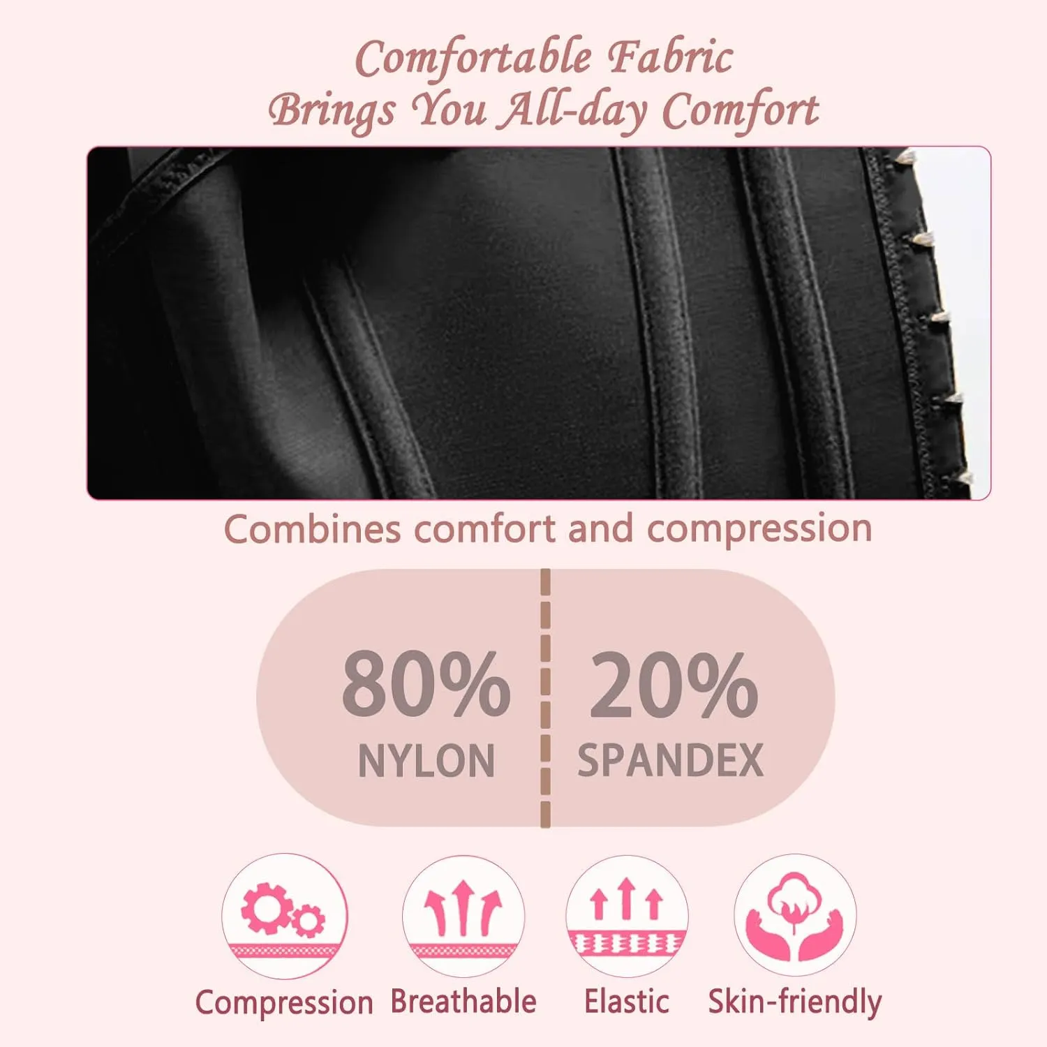 Waist Trainer for Women,Corset with Zipper and Hook Tummy Control Girdle Hourglass Shapewear,Adjustable Shoulder Strap