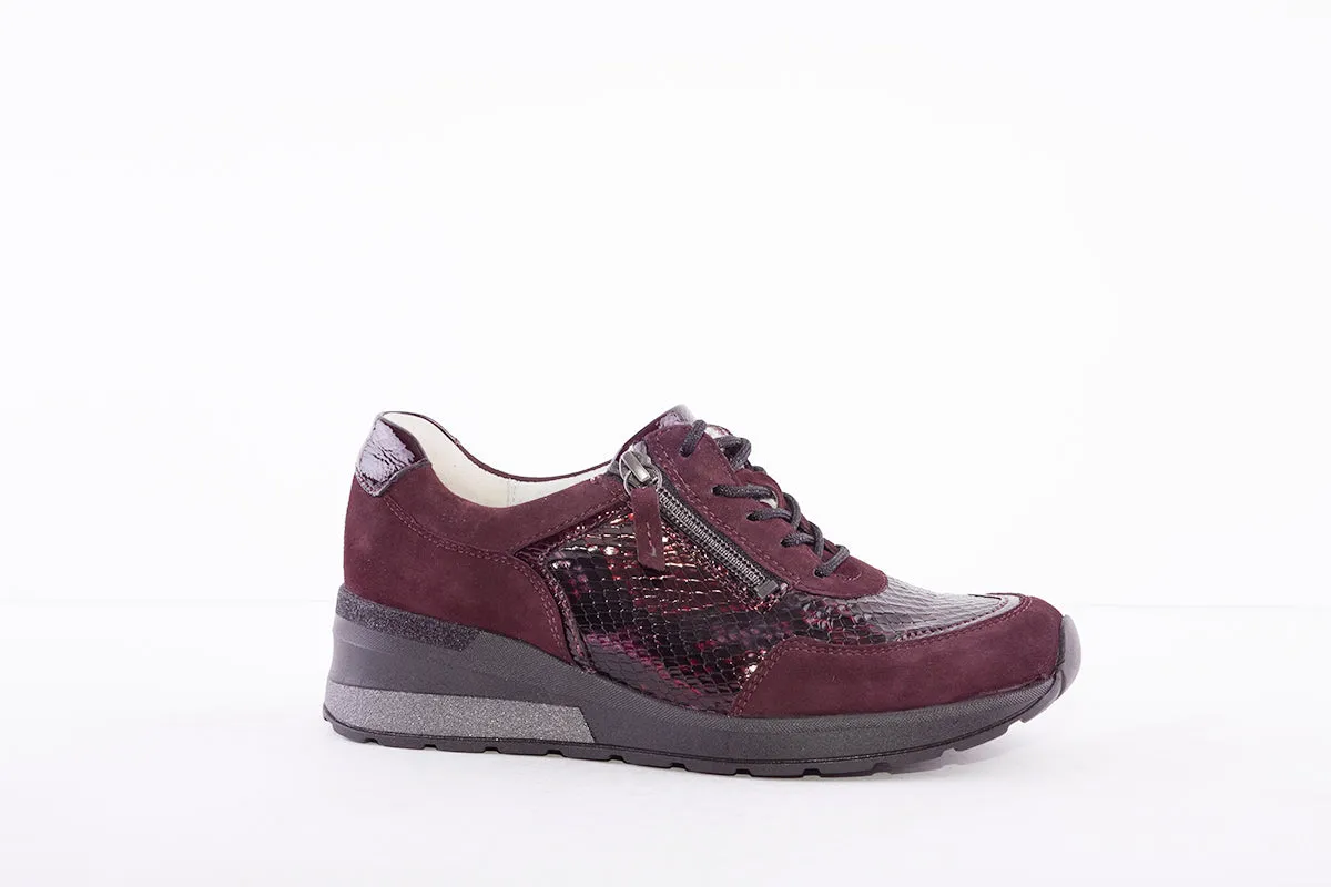 WALDLAUFER - 939008 CLARA - LACE UP WEDGE COMFORT SHOE - WINE/MULTI