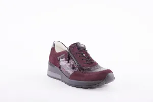 WALDLAUFER - 939008 CLARA - LACE UP WEDGE COMFORT SHOE - WINE/MULTI