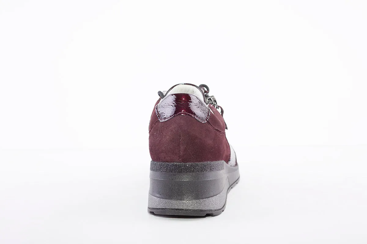 WALDLAUFER - 939008 CLARA - LACE UP WEDGE COMFORT SHOE - WINE/MULTI