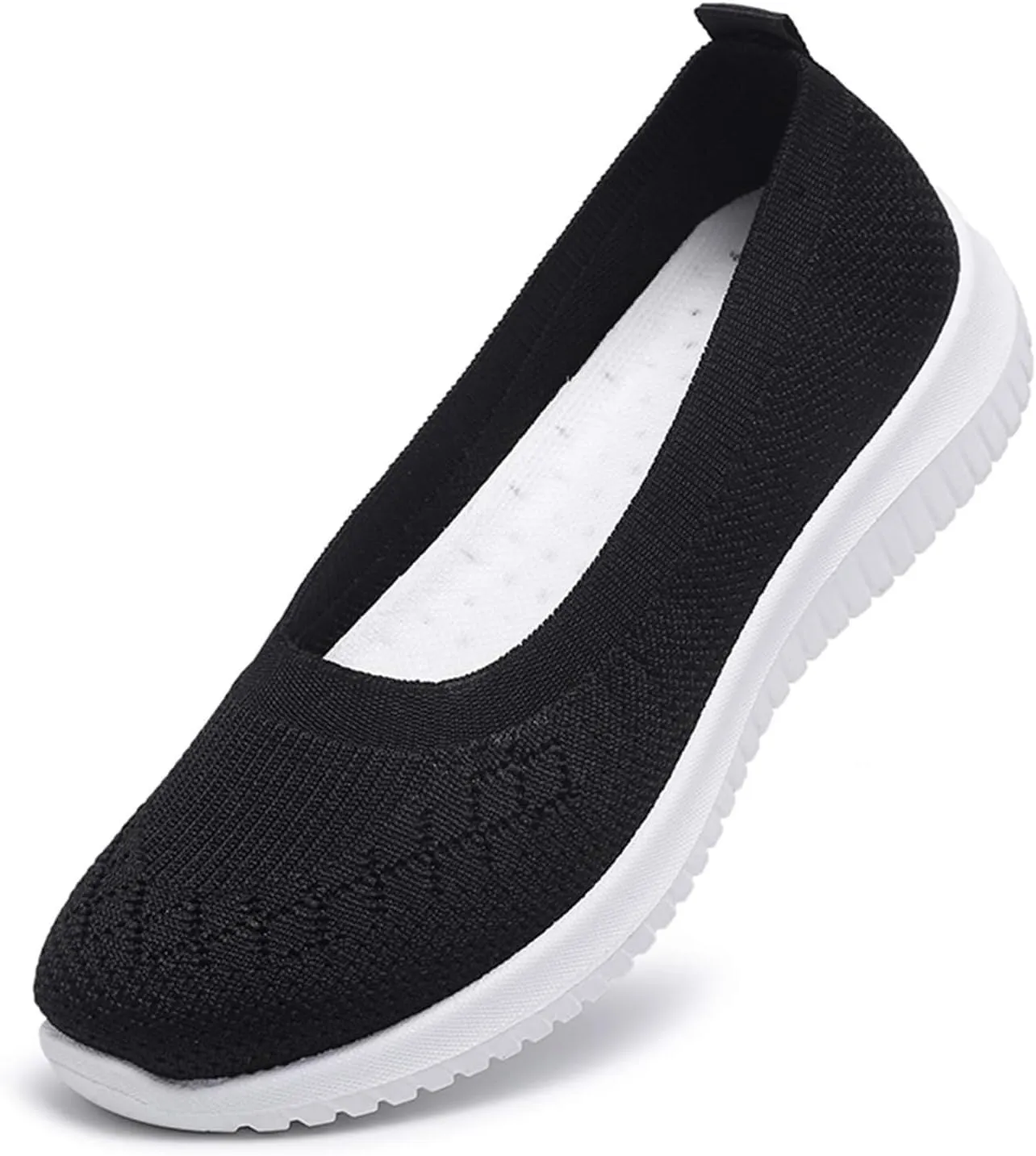 Walking Shoes for Women Summer Breathable Mesh Hollow Out Knitted Flats Casual Comfortable Slip On Soft Sole Sneakers Athletic Walking Sneakers with Arch Support