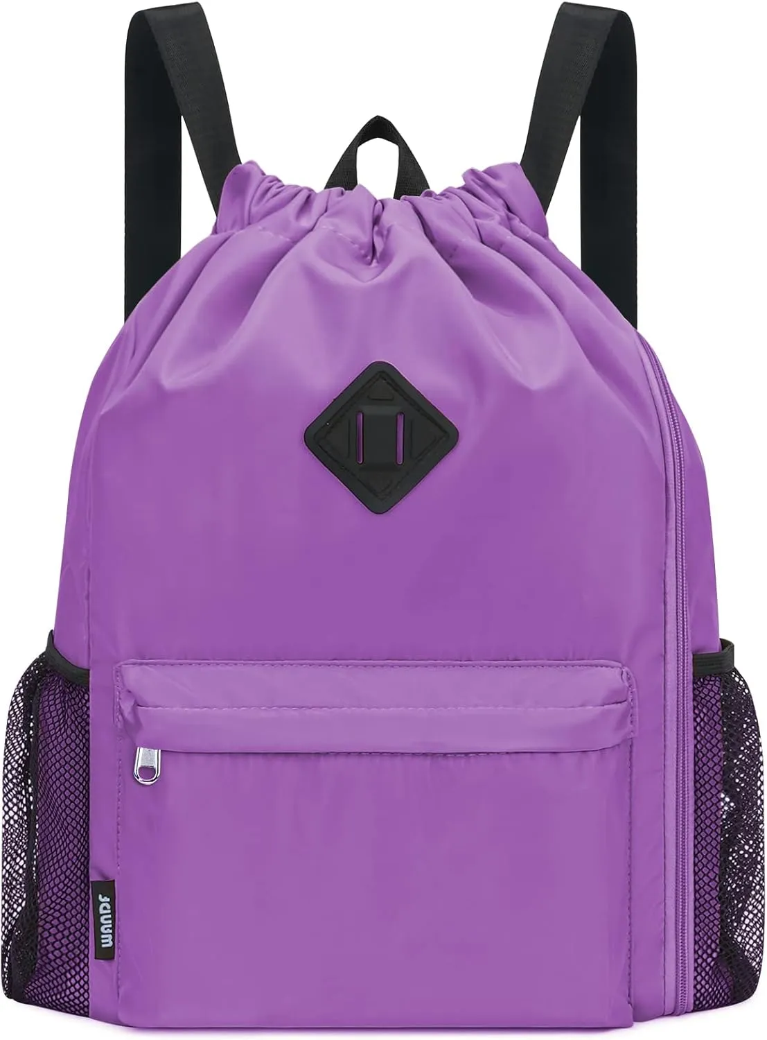 WANDF Drawstring Backpack Sports Gym Bag with Shoes Compartment, Water-Resistant String Backpack Cinch for Women Men(Large,Purple)