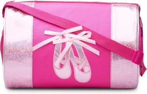 Water-resistance Dance Ballet Slippers Duffel Bag, Kids Travel Bag with Adjustable Carry On Pouch, Dance Accessories For Girls, Teens (Hot Pink/Pink)