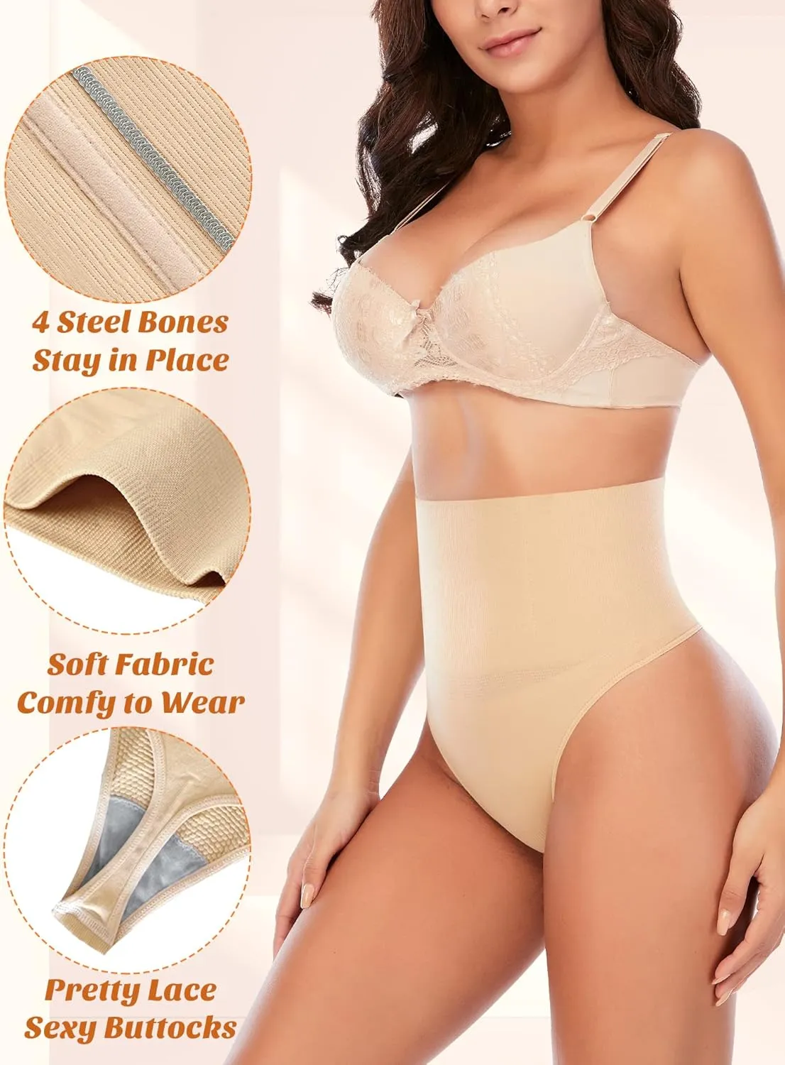 Werena Tummy Control Thong Shapewear for Women Seamless Shaping Thong Panties Body Shaper Underwear
